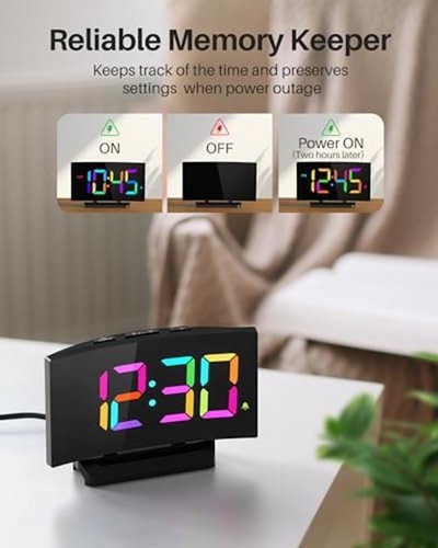GOLOZA Digital Alarm Clock for Bedrooms with Modern Curved Assorted Colors - Picture 57 of 58