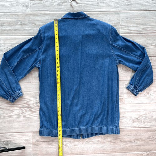 Roaman’s Vintage Blue Denim zip up studded jacket size L 100% Cotton - Picture 8 of 12