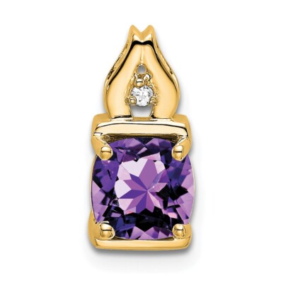14k Gelbgold Amethyst und Diamant Anhänger Geschenk für Mutter