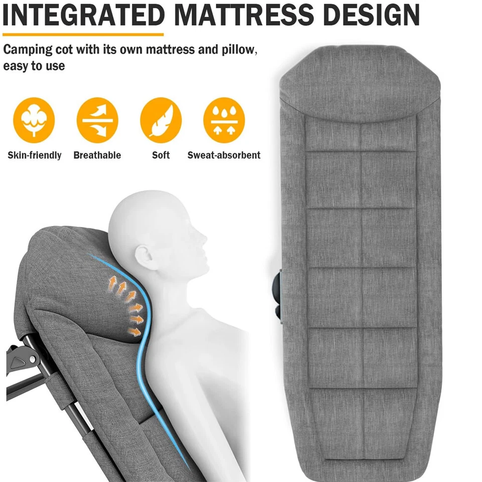 Campingbett Klappbett 200kg Campingliege klappbar Feldbett Liege Gästebett Reise - Bild 3 von 4