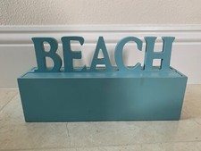 Teal WELCOME TO THE BEACH Sign AND Storage Wood Box Container Coastal Decor SEA