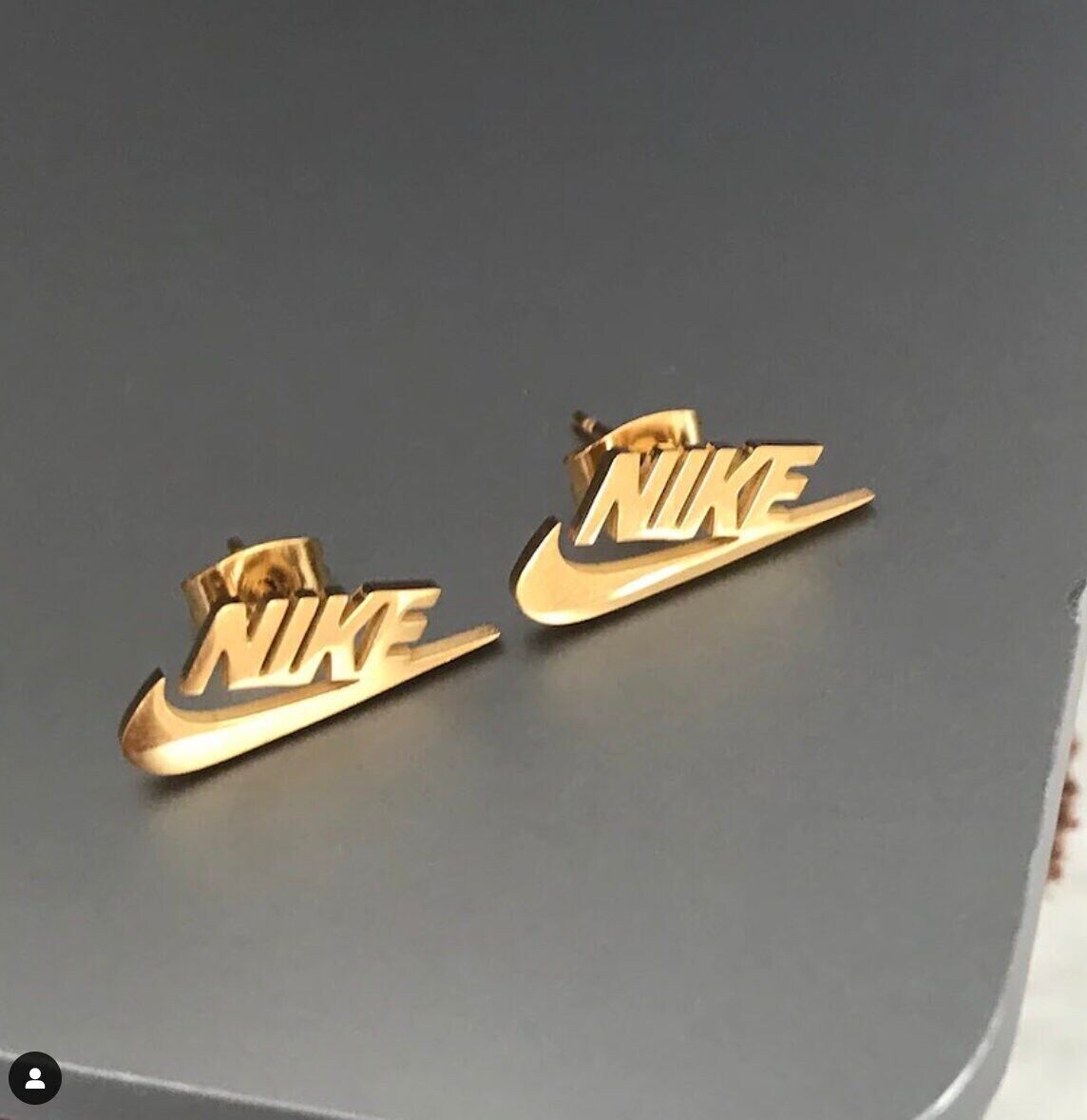 Nike Swoosh Gold - Plated Metal Stud Earrings, Pair, For Men Nike Swoosh Gold - Plated Metal Stud Earrings, Pair, For Men