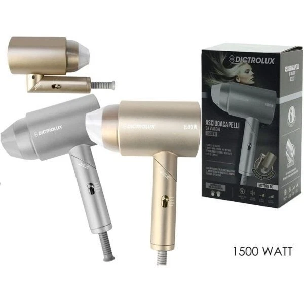 Phon pieghevole da viaggio per capelli fono asciugacapelli phone argento o oro - Immagine 4 di 4