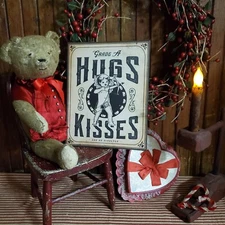 PRIMITIVE VICTORIAN RETRO VINTAGE OLD STYLE VALENTINE CUPID GRADE A KISSES SIGN