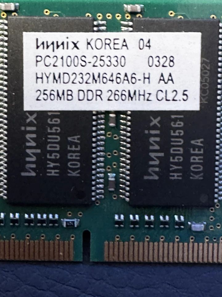 Hynix PC2100 256 MB SO-DIMM 266 MHz DDR Memory (HYMD232M646A6H) - Image 2 of 4