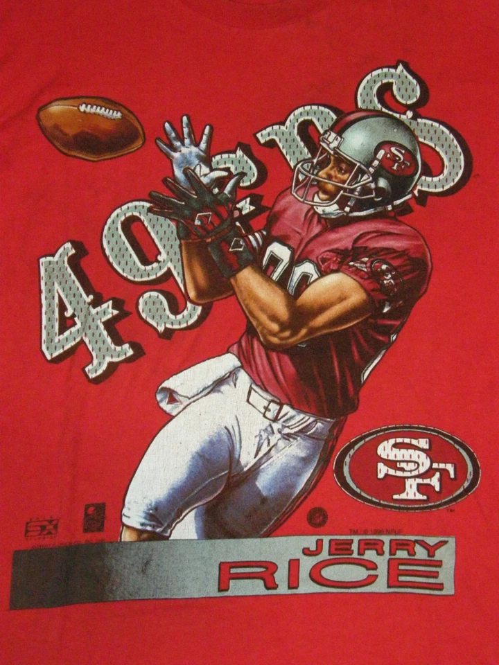 Camiseta Vintage 1996 Jerry Rice San Francisco 49ers NFL Players Inc Vermelha Tamanho G - Imagem 2 de 4