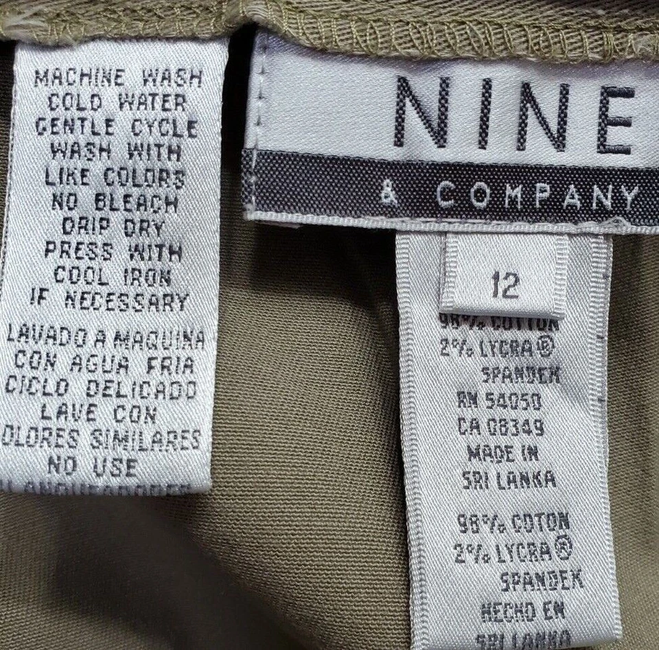Pantalones capri para mujer Nine & Company talla 12 verde pardusco Foto 2 de 4