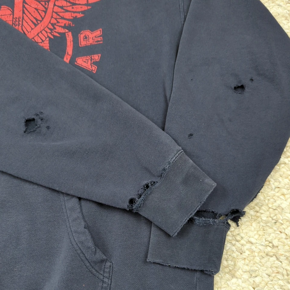 Supra Shoes Hoodie Masculino L Azul Furos Desbotados Grunge Aflito Ano Novo - Imagem 3 de 4