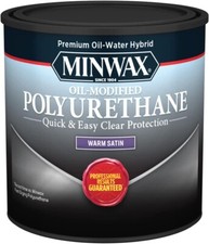Minwax Water Based Oil Modified Polyurethane Clear Satin 1/2 Pint - SHIPS FAST 