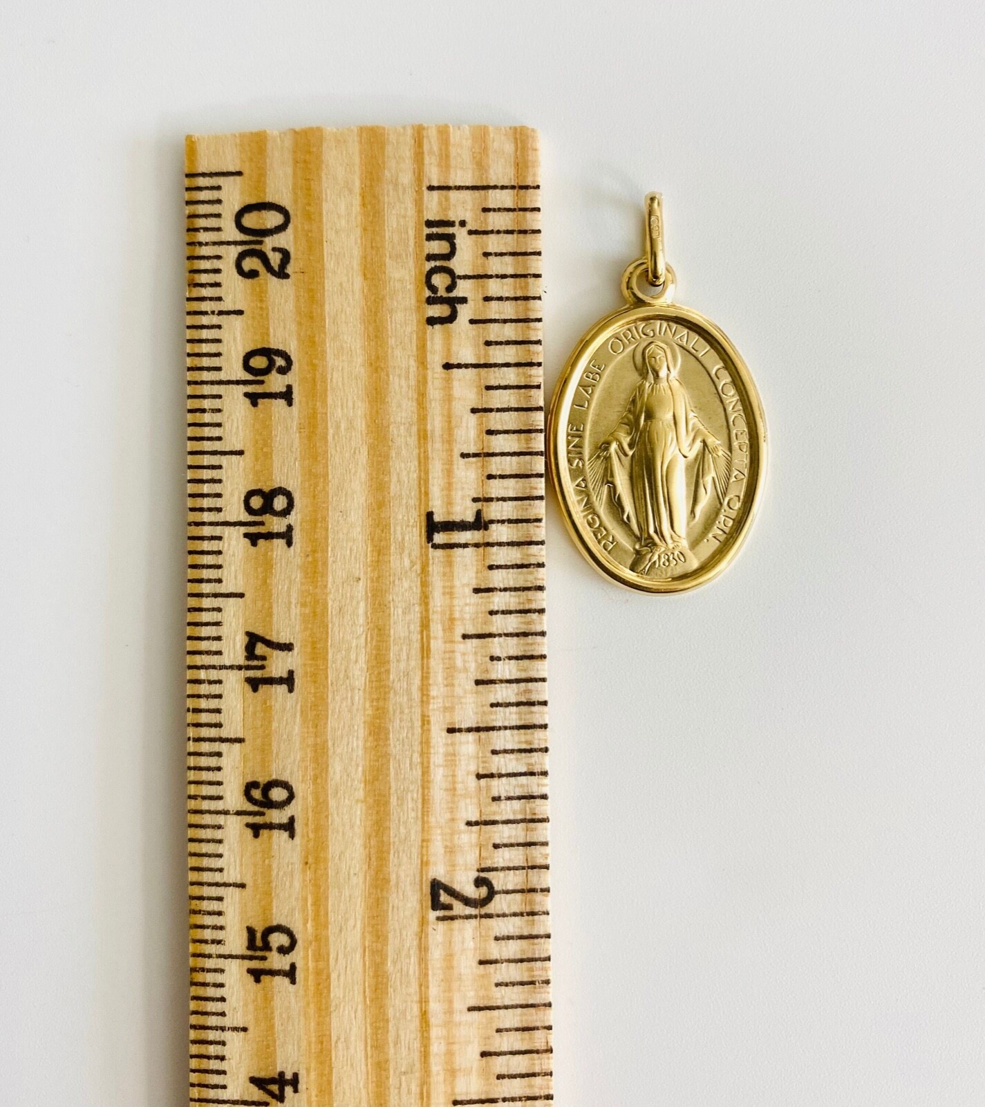 Real 14K Yellow Gold Miraculous Milagrosa Virgin Mary Medal Pendant ...