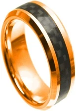 8mm Tungsten Carbide High Polish Rose Gold Plated Wedding Band Ring