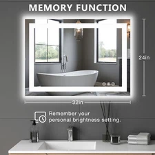 Dual LED Lighted Bathroom Mirror,Smart Memory Function,Anti-Fog Vanity Mirror