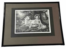 Hindu God Krishna Spirituality Peace Prosperity Love Acceptance 11x14 Framed B&W