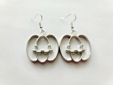 Jack O'Lantern Earrings, Pumpkin Dangle Earrings, Spooky Halloween Jewelry