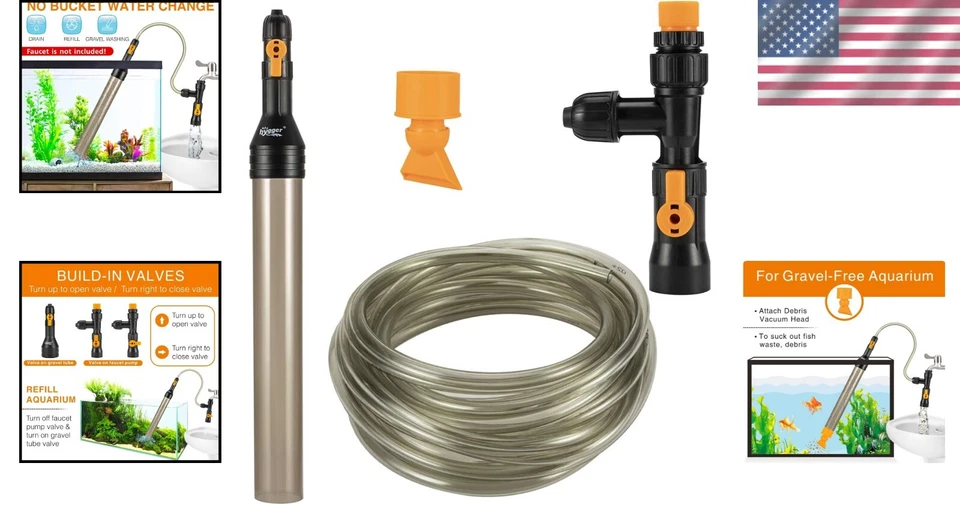 Time-Saving Aquarium Maintenance Kit - 49-Ft Hose, Gravel Cleaner & Siphon Pump - Image 2 of 4