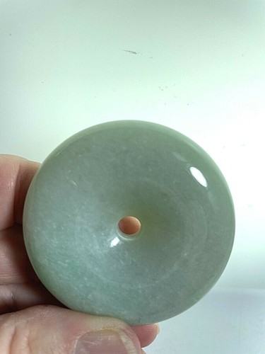 Certified Jade Donut Pendant Grade A 100% Natural Green 55x12mm Health Wealth - Picture 3 of 6