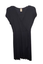 Faded Glory Women's Dress M Black V-Neck Faux Wrap Around Hi-Lo Hem Cocktail