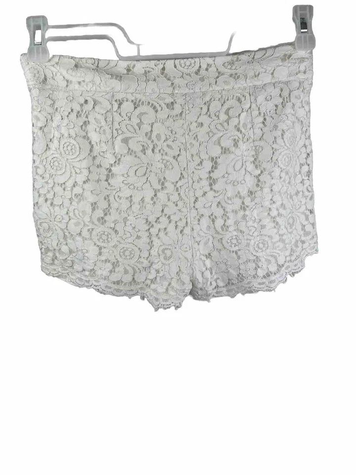 Pantalones Cortos de Encaje Blanco Forrados, Talla 4 Frente Plano Con Bolsillos EXPRESS Foto 4 de 4