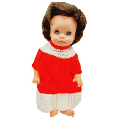 GOTZ Puppe Doll Brown hair 13'' Sleepy Blue Eyes Sound Read 