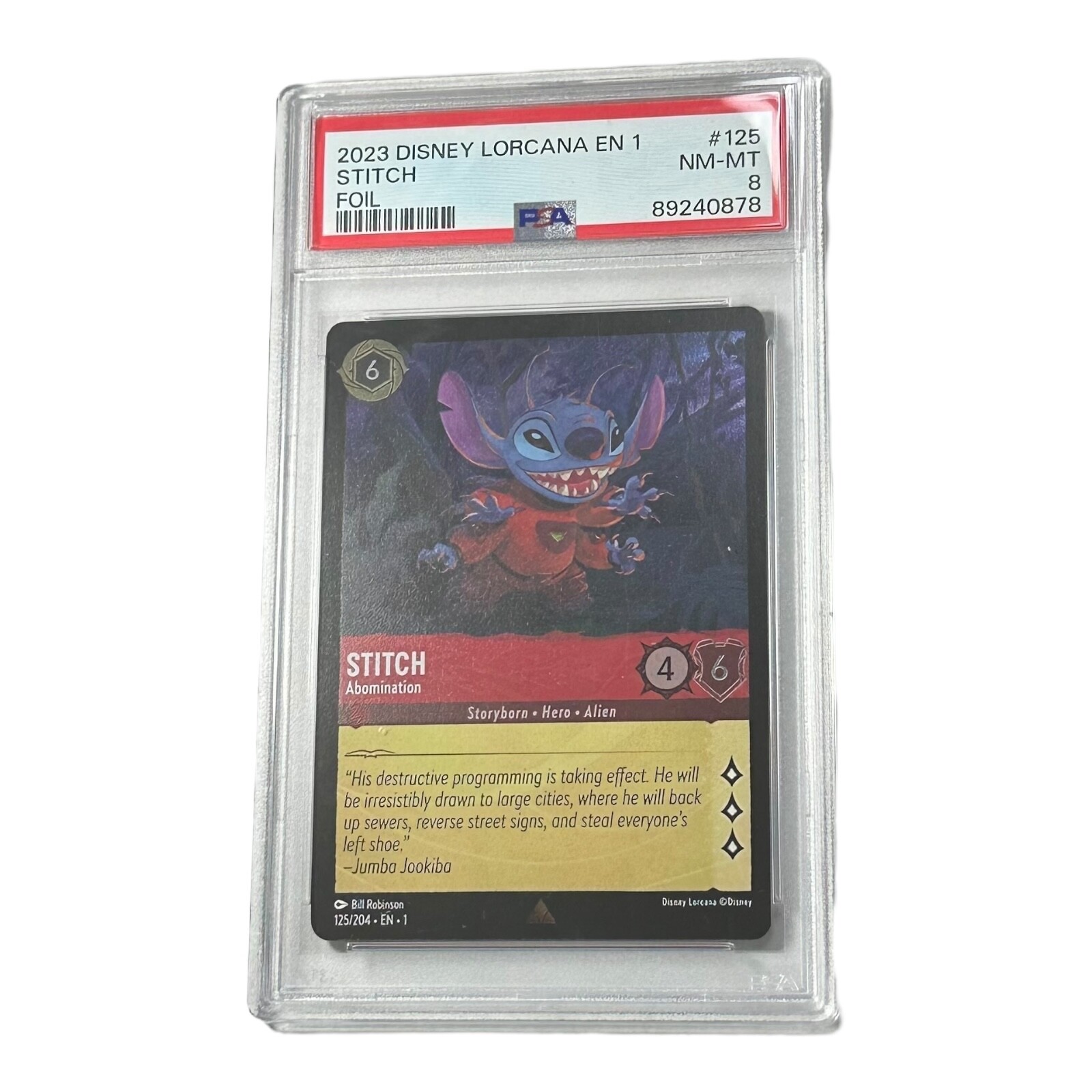 2023 Disney Lorcana The First Chapter Stitch - Abomination #125 FOIL PSA 8