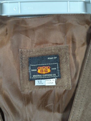 VTG Route 66 Vest Mens XL Brown Genuine Leather Western Biker Casual - Picture 2 of 9