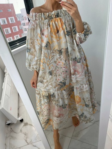 ❤️H&M NEU BAUMWOLLE BLUMEN PASTELLFARBEN MAXIKLEID MIDIKLEID BOHO BOHEMIAN