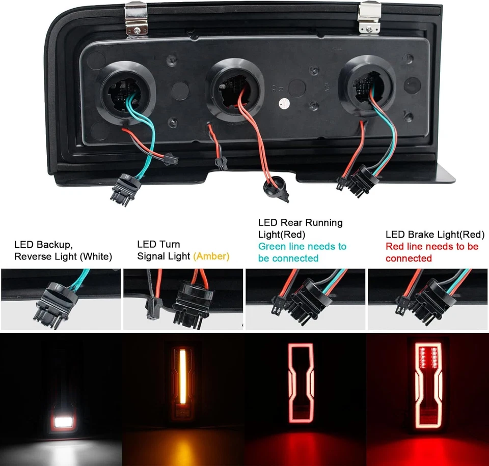 4in1 LED Tail Lights Rear Brake Turn Signal Reverse Lamp For 03-09 Hummer H2 SUV - Image 3 of 4