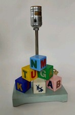 Vtg Stacked Blocks ABC/Animals Works MCM Baby Nursery Lamp, No Shade