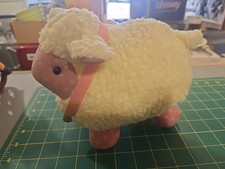 Vintage Plush Handcrafted Wool Lamb 10" W/Bell