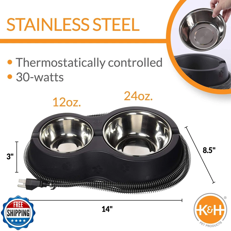 KandH Pet Products Outdoor Heated Cat Food and Water Bowls for Outside Pets,  - Imagem 3 de 4