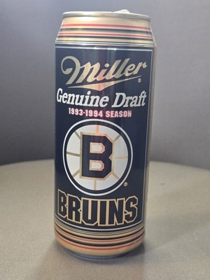 Rare 1993-94 Boston Bruins Miller Genuine Draft MGD Beer Can Empty NHL Vintage