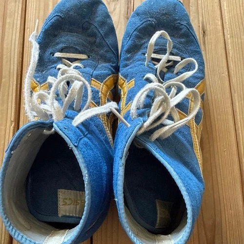 ASICS wrestling Boxing shoes EX-EO  US 9 / 27.0cm Old model Blue Yellow Used