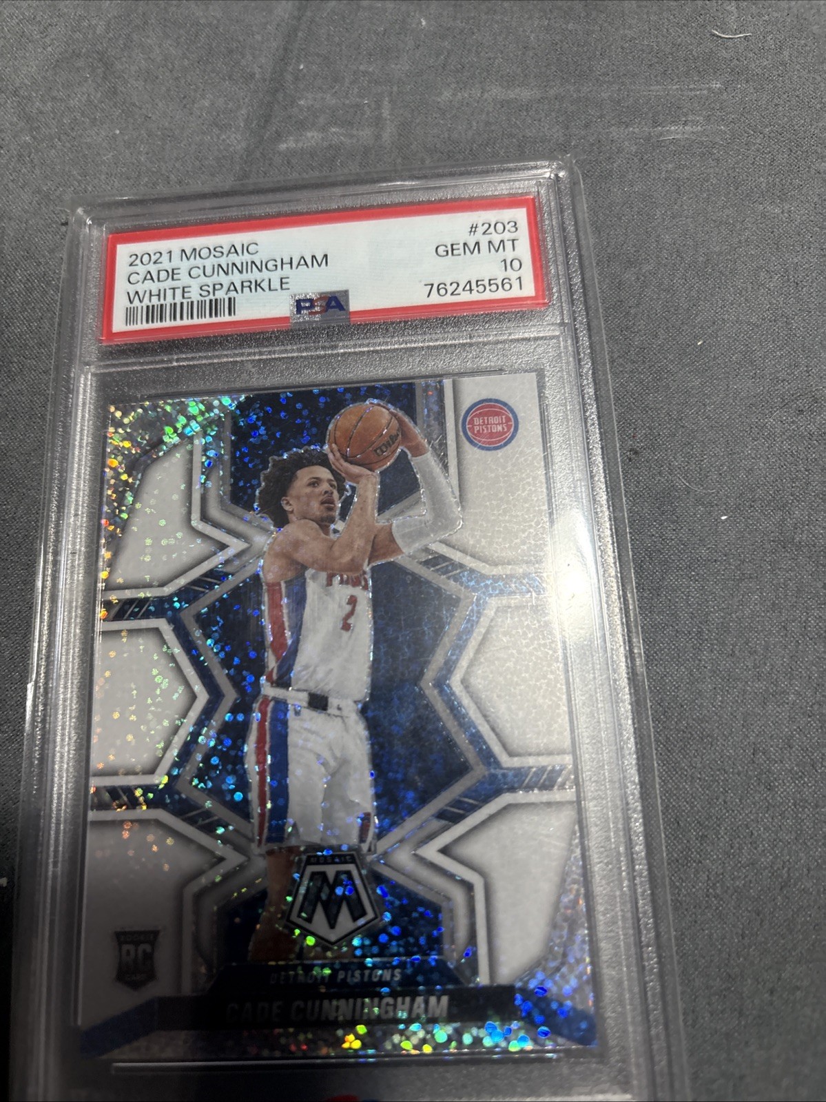 2021-22 Panini Mosaic - Rookies Cade Cunningham #203 White Sparkle Mosaic