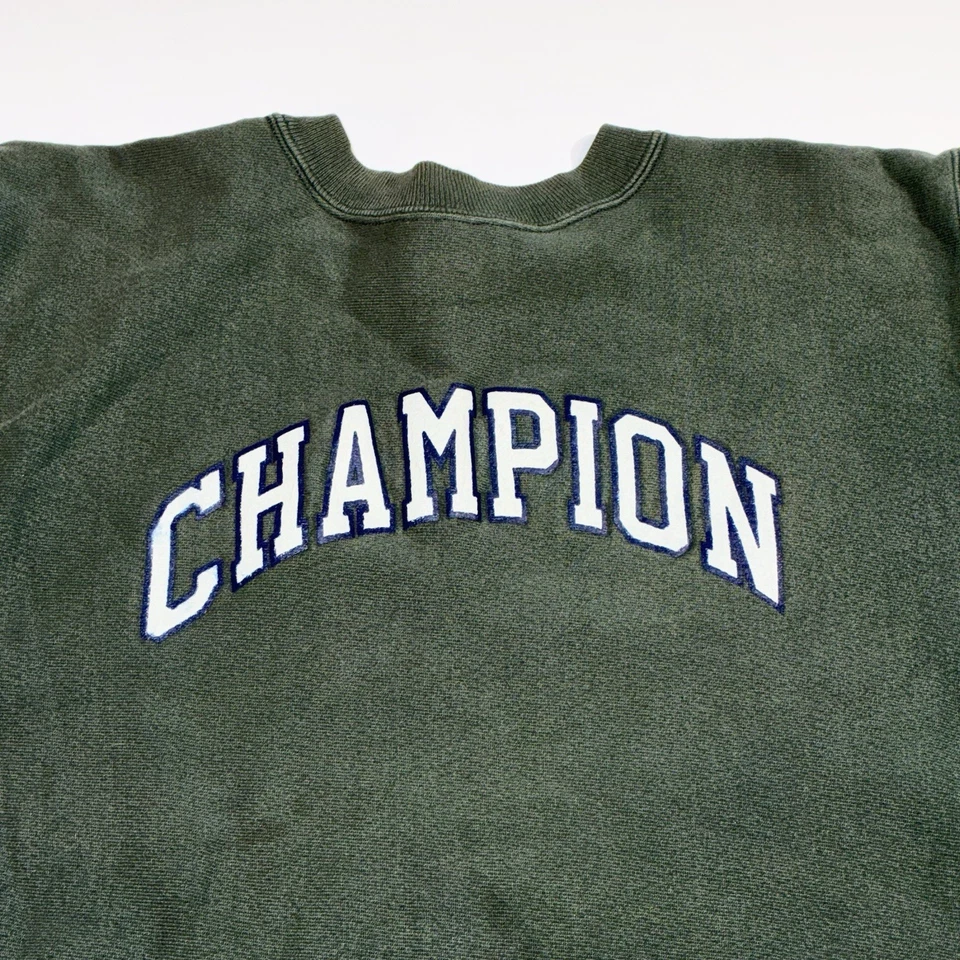 Чемпион обратный плетение ворота толстовка зеленый винтажный мужской большой 90-х Y2K - Изображение 2 из 4