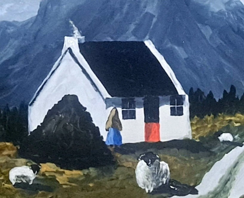 Pintura Acrílica Original 14"x 9" Cara Negra Oveja Casa Irlandesa Gerry Dillon Foto 3 de 4