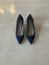 Ann Taylor Navy Blue Suede Leather Pointed Toe Kitten Heels Pumps Women’s 9.5M