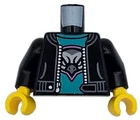 Lego New Black Minifig Torso Jacket Zipper Shirt with Hawk Head Pattern D367