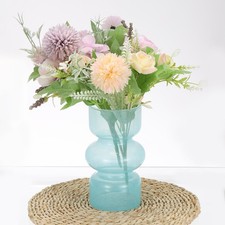 7" Glass Hydroponic Flower Vase Transparent Bubble Glass Vases Light Blue
