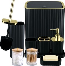 9PCS Black and Gold Bathroom Accessories Set 9-Piece Bath Set, Black gold