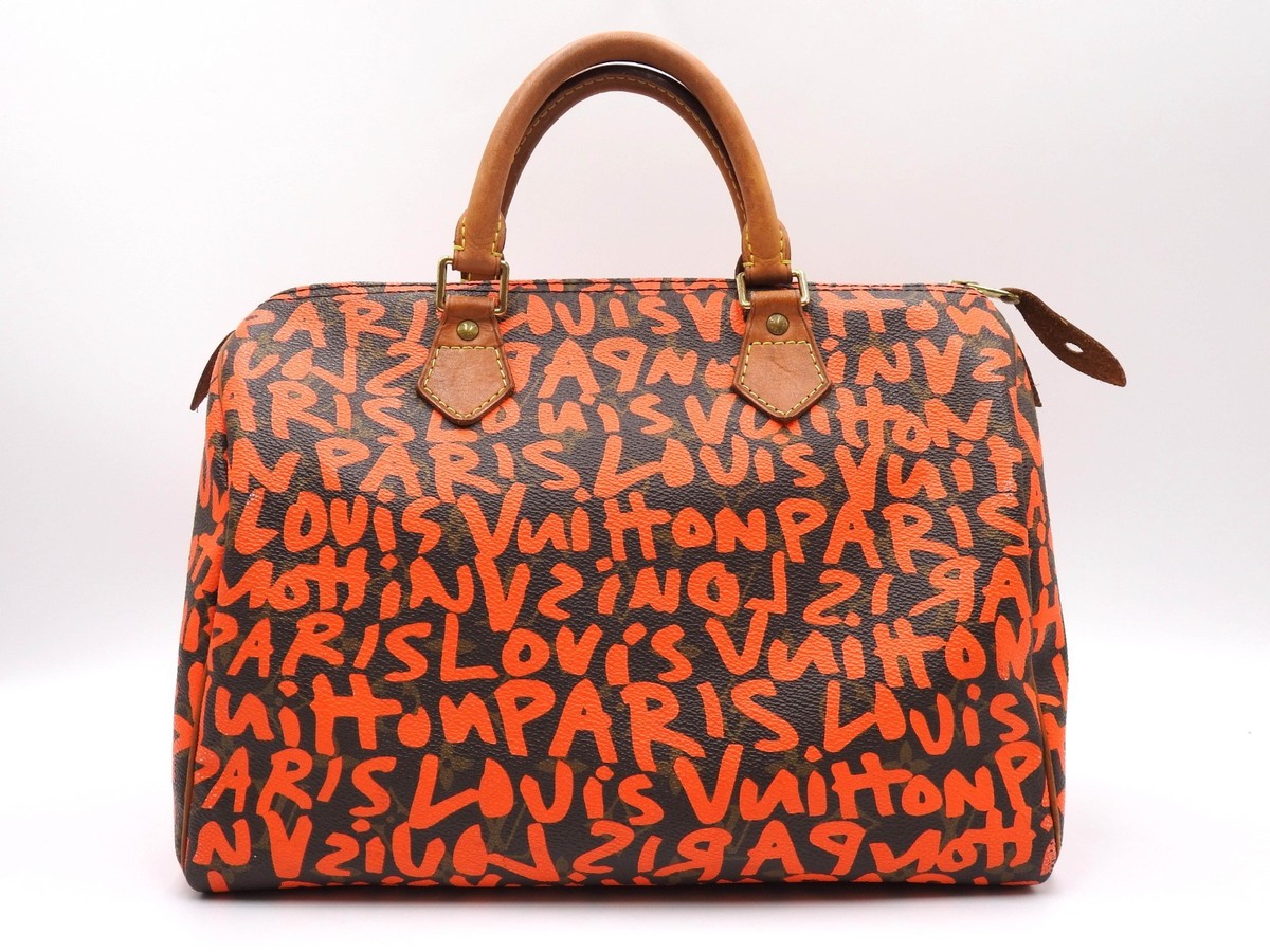 LOUIS VUITTON Monogram Graffiti Speedy 30 Boston Hand Bag Orange