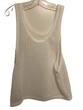 INCERUN Men's Lace Fishnet Tank Top / Vest White Open Weave Lace Size Small NWOT