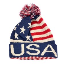 USA Winter Hat - Knit, Cuffed Beanie with Pom Pom, USA Flag Design, Warm Fun ...