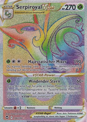 Serpiroyal-VSTAR 196/195 RAINBOW Silberne Sturmwinde Pokemon Karte Deutsch