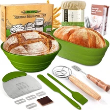 Sourdough Bread Baking Supplies 34 OZ Sourdough starter kit with 2 Bread Proofin