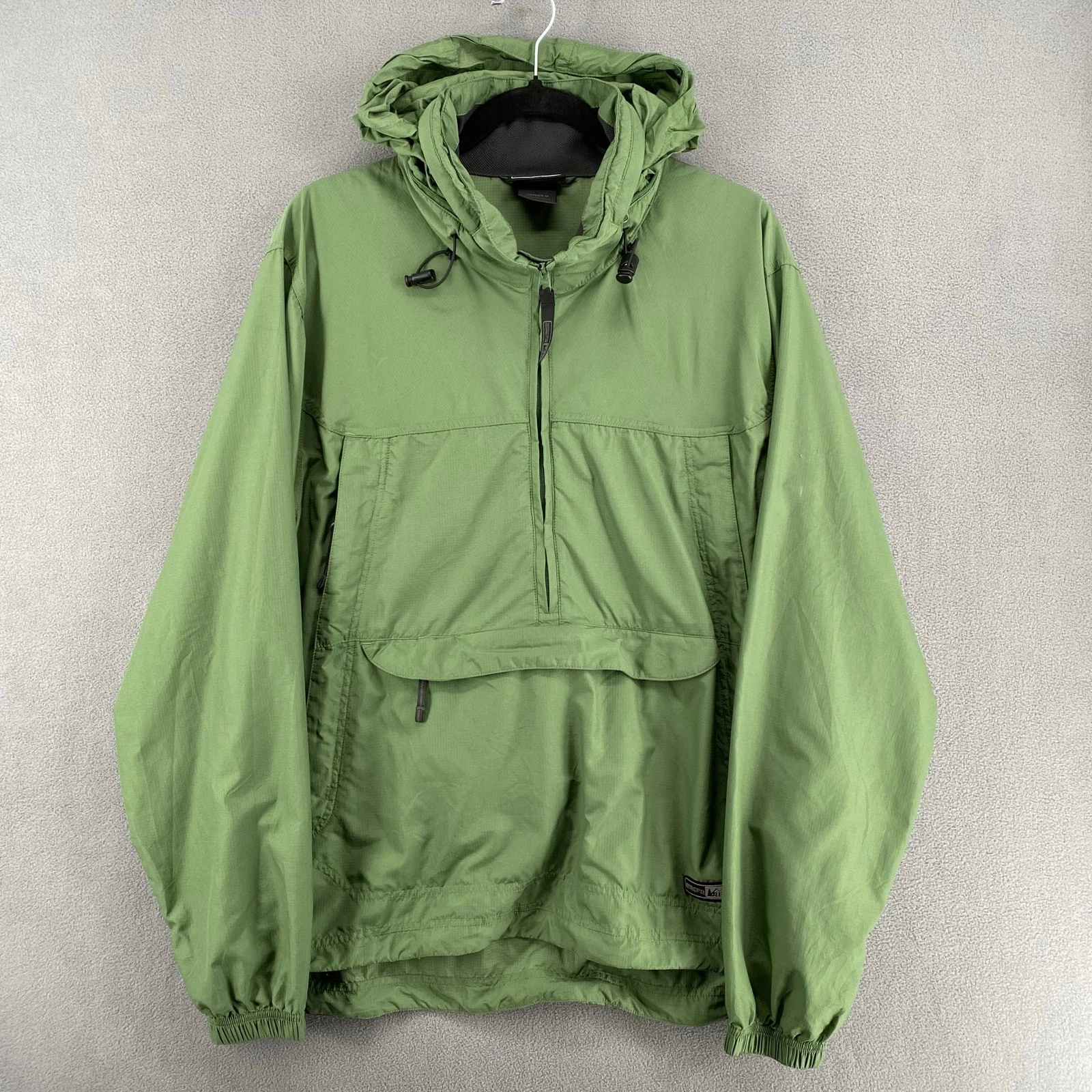 REI 1/2 Zip Pullover Unisex M Green Nylon Hoodie Outdoor Hiking Camping