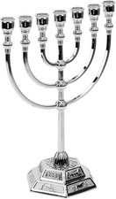 Milisten 7 Branch Menorah Jewish Candle Holder Silver Jerusalem Temple Israel 17