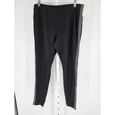 Simply Vera Wang Womens Sz L Pull On Ankle Length Leggings Black w/ Gray Stripe
