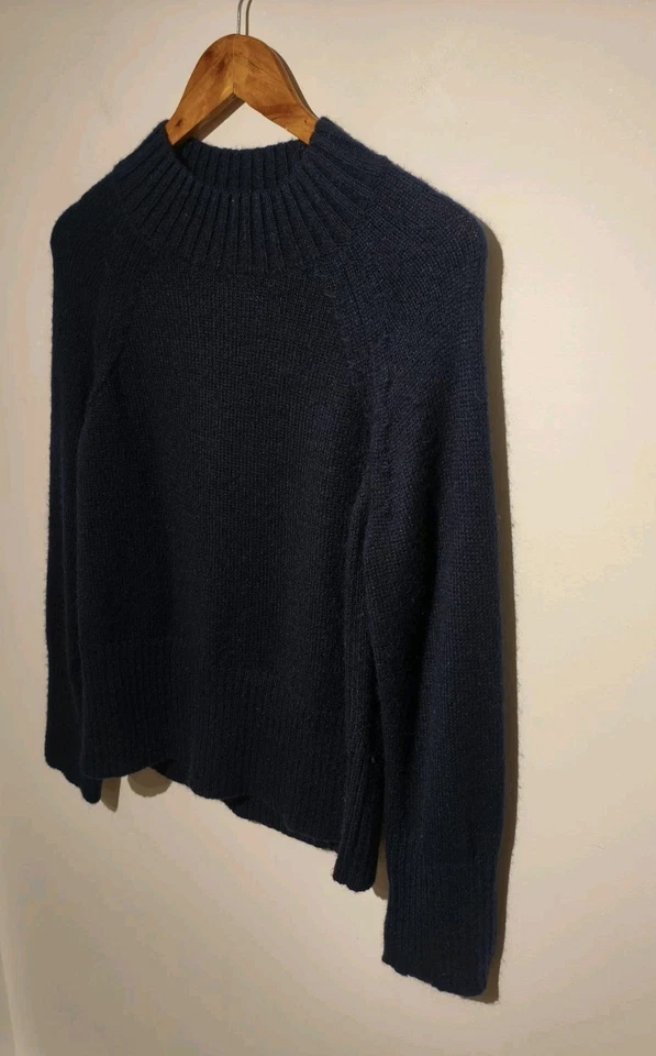 Jersey Joules UK 12 Rosalie Azul Marino Grueso Tejido Manga Larga Lana Mezcla Mohair Foto 2 de 4