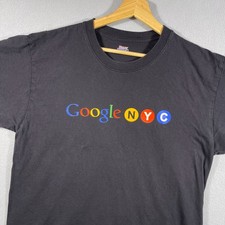 Vintage Google NYC Promo T-Shirt Mens Large Black Tech Web Internet Subway Y2K
