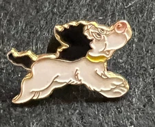 WHITE DOG BLACK EARS & TAIL UNKNOWN SOURCE PIN BADGE